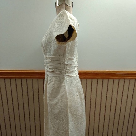 Vintage 50s Cocktail Dress 36" Bust Cream "A Lawrence Original" Jacquard - Picture 7 of 15